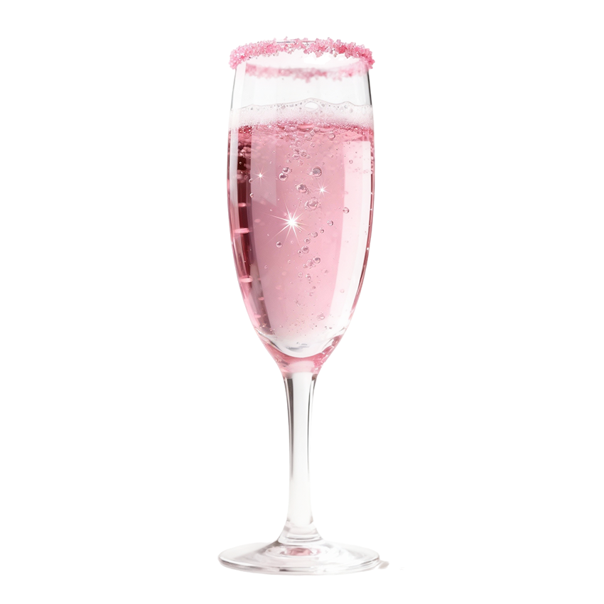 Pink celebratory mocktail in a glass