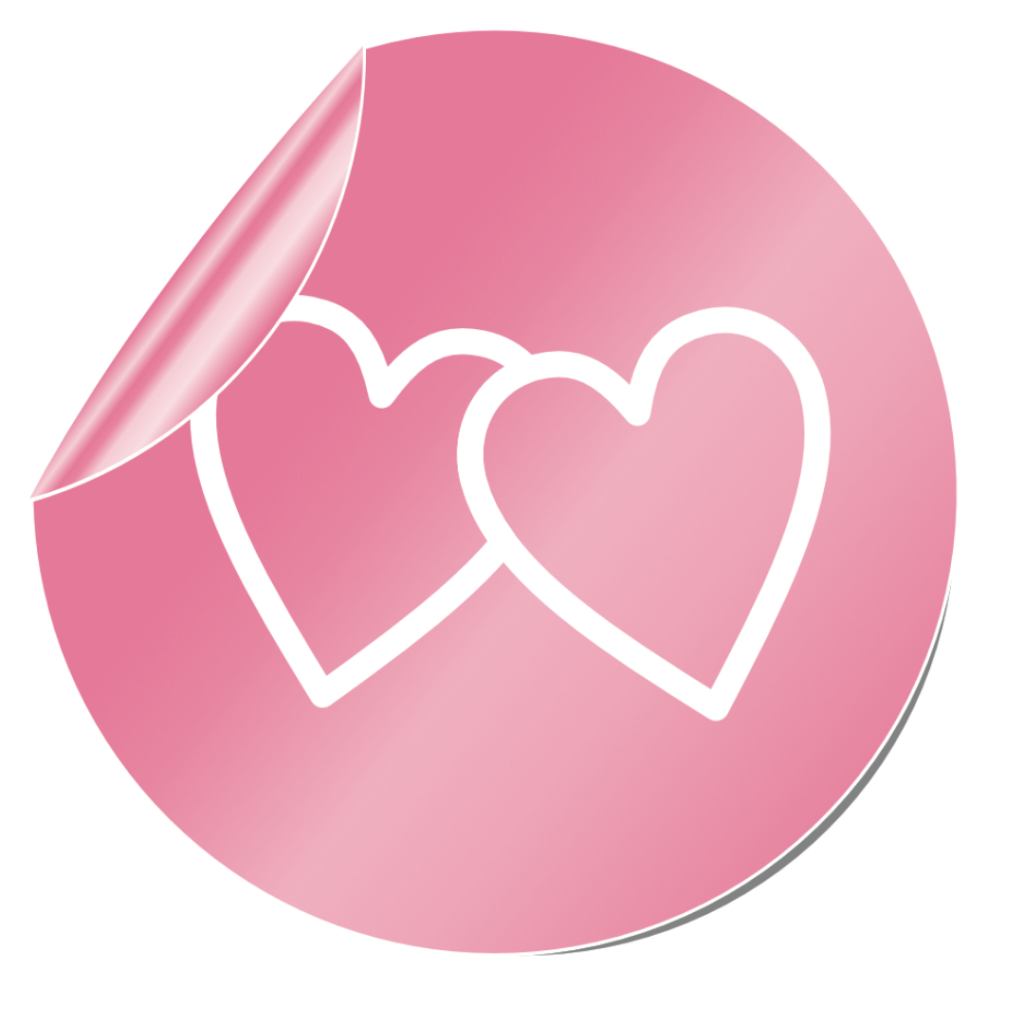 Party package badge with a hearts icon