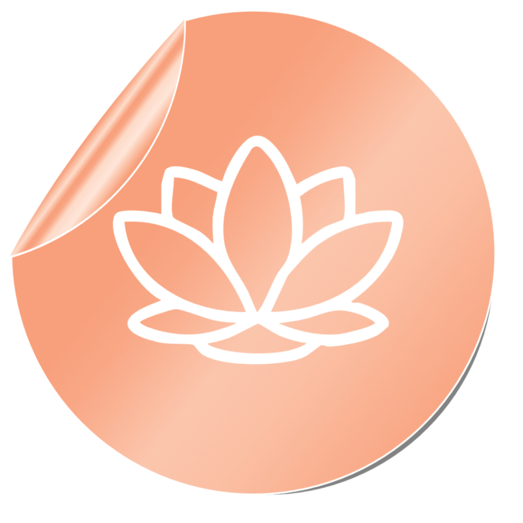 Spa party package badge with a lotus flower icon