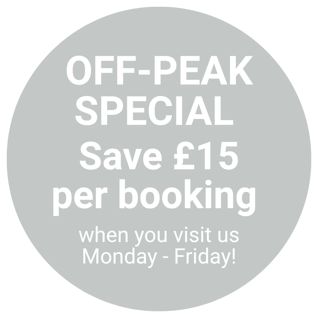 Off-peak special offer: save £15 per booking Monday to Friday